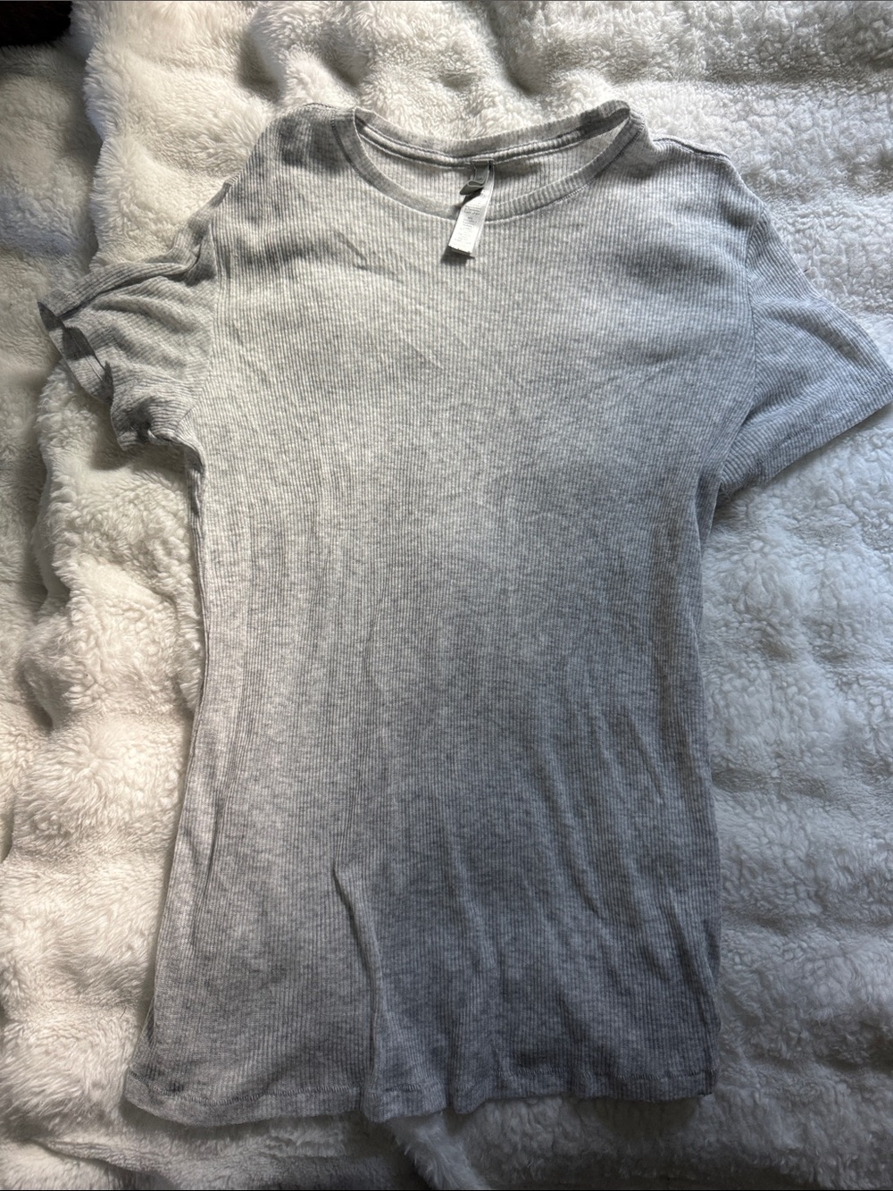 SKIMS Light Gray Ribbed Short Sleeve Tee